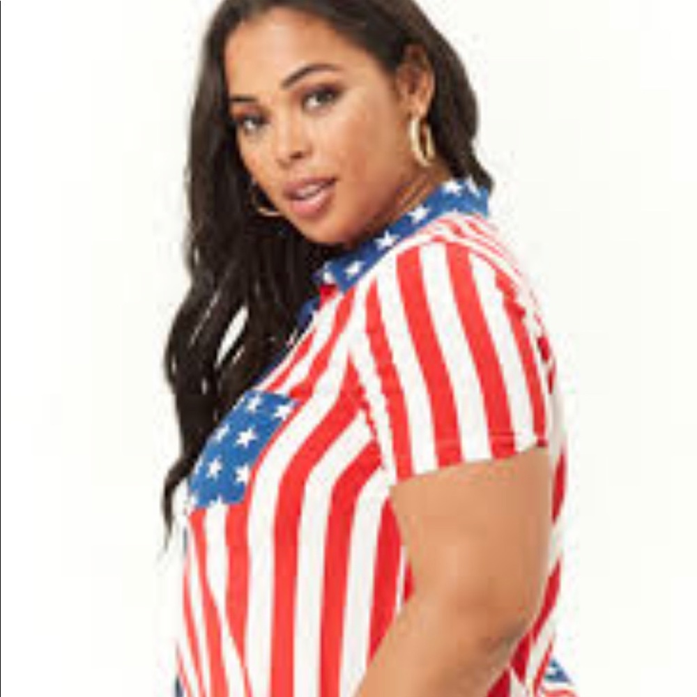 Flag Pattern Plus Size Woven Shirt